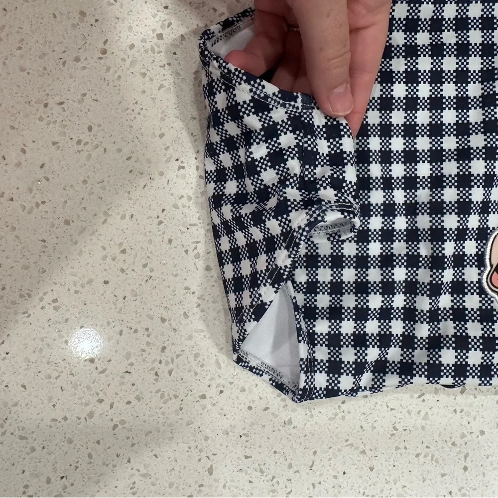 Disney Kids Swim One Piece - Navy and White Checkered